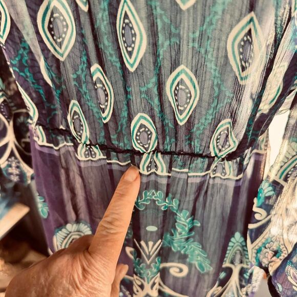 Akualani lightweight Pullover Junior S Purple Teal Dress Y2K Fairy Hippie Boho - Picture 4 of 8